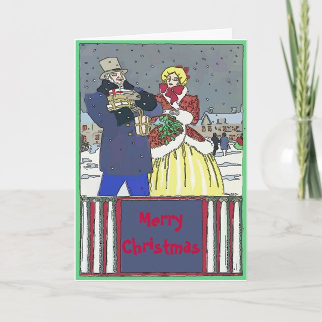 Vintage  Christmas Couple  edit text Holiday Card (Front)