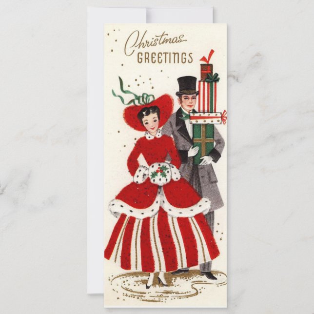 Vintage Christmas Couple Holiday Card (Front)