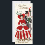 Vintage Christmas Couple Holiday Card<br><div class="desc">Cute Retro Vintage Christmas Couple Shopping For Gifts Holiday Card.</div>