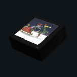 Vintage Christmas, Couple in Love Ice Skating Keepsake Box<br><div class="desc">Vintage illustration Victorian love and romance Christmas holiday image featuring a romantic scene with a couple ice skating with a sled on Christmas Eve.</div>
