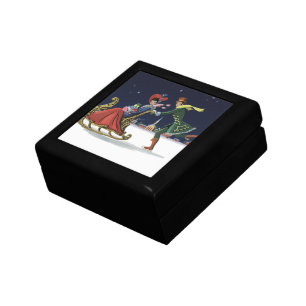 Vintage Christmas, Couple in Love Ice Skating Keepsake Box