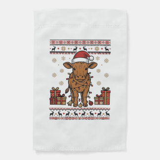 Vintage Christmas Cow Holiday Vector Shirt Design_ Garden Flag