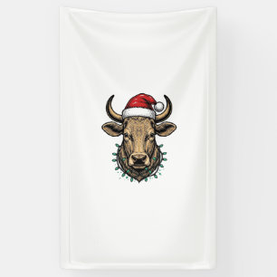Vintage Christmas Cow Santa Hat Holiday Shirt_1 Banner