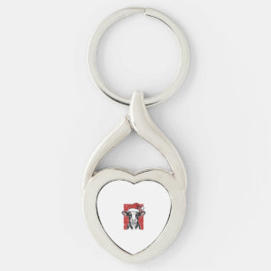 Vintage Christmas Cow Santa Hat Holiday Shirt (2)_ Keychain