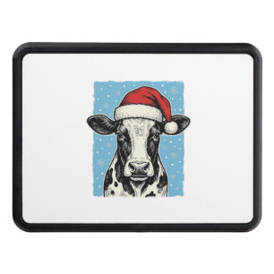 Vintage Christmas Cow Santa Hat Vector Design_1 Hitch Cover