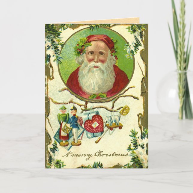 Vintage Christmas Creepy Santa Card (Front)