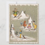 Vintage Christmas Creepy Snowman Holiday Card<br><div class="desc">Retro Vintage Christmas Children Making Creepy Snowman Holiday Card.</div>
