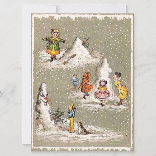 Vintage Christmas Creepy Snowman Holiday Card