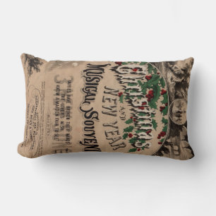 Vintage Christmas cushion, musical theatre poster Lumbar Pillow