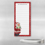 Vintage Christmas Custom Lined Fridge Magnetic Notepad<br><div class="desc">Vintage Christmas lined fridge magnetic notepad with a Santa Claus illustration,  a red border pattern with snowflakes,  and the family name. This design can be personalized with any text you need.</div>