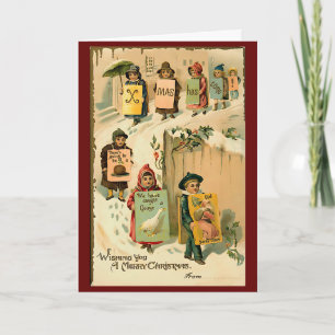 Vintage Christmas Cute Retro Kids Personalized Card