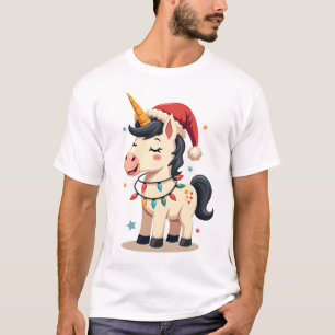 Vintage Christmas Dabbing Unicorn Santa Funny Holi T-Shirt