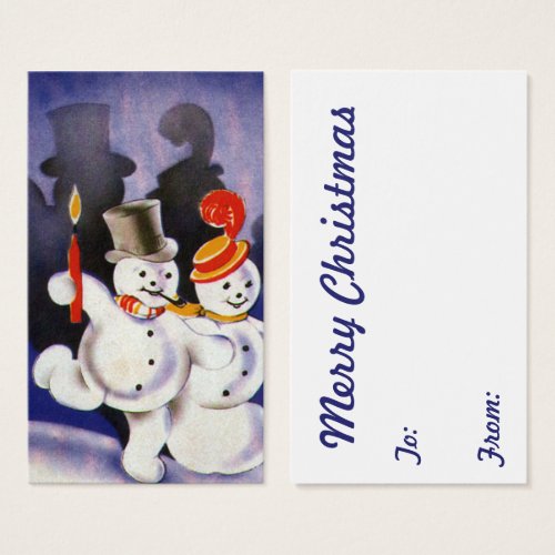 Vintage Christmas Dancing Snowmen with Candles