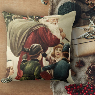 Vintage Christmas Decor Santa Claus Christmas  Throw Pillow