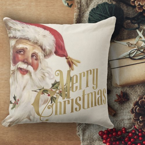 Vintage Christmas Decor Santa Claus Christmas  Throw Pillow