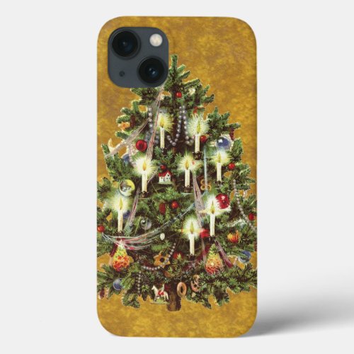 Vintage Christmas Decorated Victorian Tree iPhone 13 Case