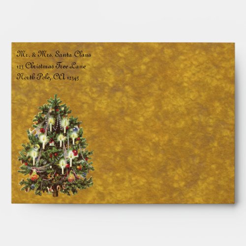 Vintage Christmas Decorated Victorian Tree Envelope