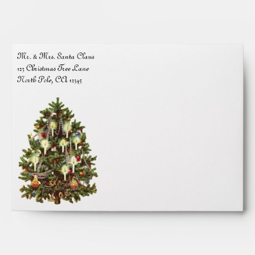 Vintage Christmas Decorated Victorian Tree Envelope
