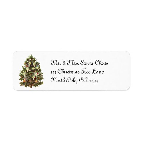 Vintage Christmas Decorated Victorian Tree Label
