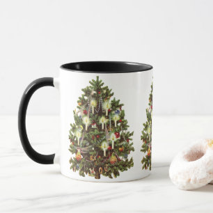 Vintage Christmas, Decorated Victorian Tree Mug