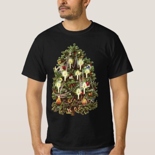 Vintage Christmas Decorated Victorian Tree T_Shirt