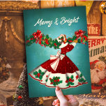 Vintage Christmas decoration red glitter girl  Holiday Card<br><div class="desc">Vintage Christmas decoration red glitter girl Christmas new year greeting card. Vintage cute glittery Christmas card. Perfect for vintage collectors or for sending cards out to family or friends for the holiday season. To make it extra special it is embellished with beautiful glamorous faux glitter. This design can also be...</div>