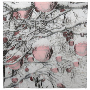 Vintage Christmas Decorations in Snowed Trees Cloth Napkin