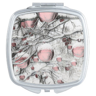 Vintage Christmas Decorations in Snowed Trees Compact Mirror
