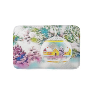 Vintage Christmas Decorations Ornaments Bath Mat