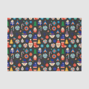 Vintage Christmas Decorations, Ornaments Collage  Tissue Paper