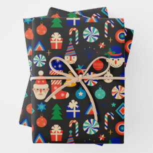 Vintage Christmas Decorations, Ornaments Collage  Wrapping Paper Sheets