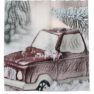 Vintage Christmas Decorations Ornaments Shower Curtain