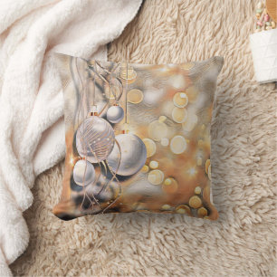 Vintage Christmas Decorations Ornaments  Throw Pil Throw Pillow
