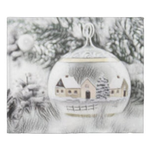 Vintage Christmas Decorations Ornaments Watercolor Duvet Cover