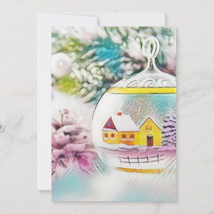 Vintage Christmas Decorations Ornaments Watercolor Invitation