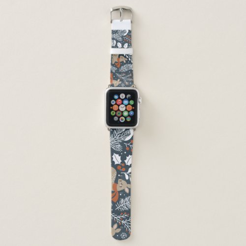 Vintage Christmas deer festive design Apple Watch Band