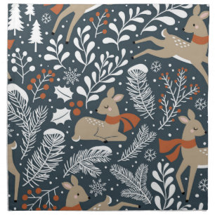 Vintage Christmas deer, festive design Cloth Napkin
