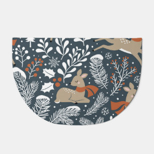 Vintage Christmas deer, festive design Doormat