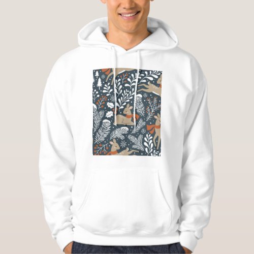 Vintage Christmas deer festive design Hoodie