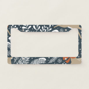 Vintage Christmas deer, festive design License Plate Frame