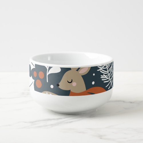 Vintage Christmas deer festive design Soup Mug