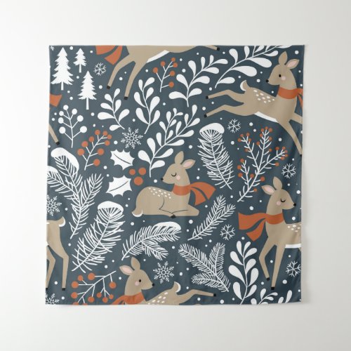 Vintage Christmas deer festive design Tapestry