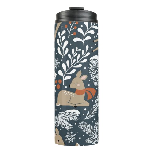 Vintage Christmas deer festive design Thermal Tumbler