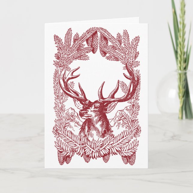 Vintage Christmas Deer Holiday Card (Front)