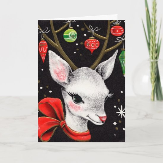 Vintage Christmas Deer Holiday Card