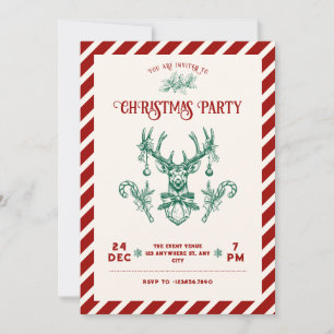 Vintage christmas deer Invitation