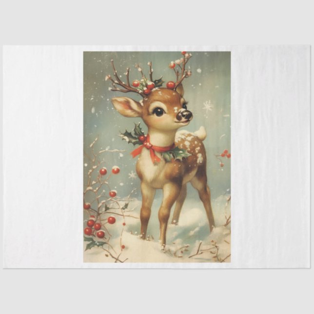 Vintage Christmas Deer Tissue Paper (Front)