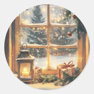 Vintage Christmas Design. Double side art. Santa Classic Round Sticker