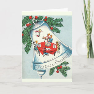 Vintage Christmas Dinner Bell Greeting Card