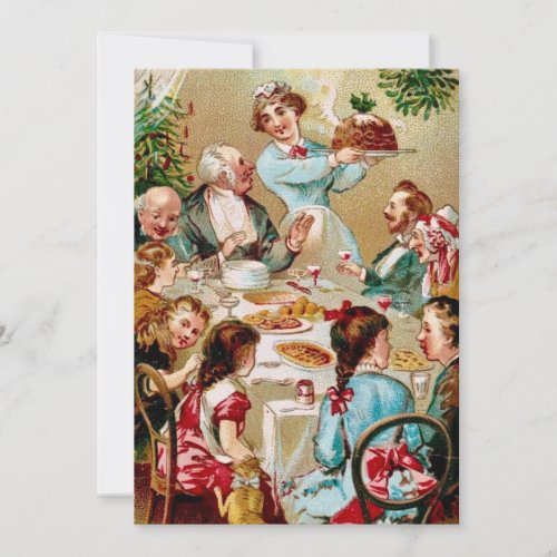 Vintage Christmas Dinner Feast Holiday Card